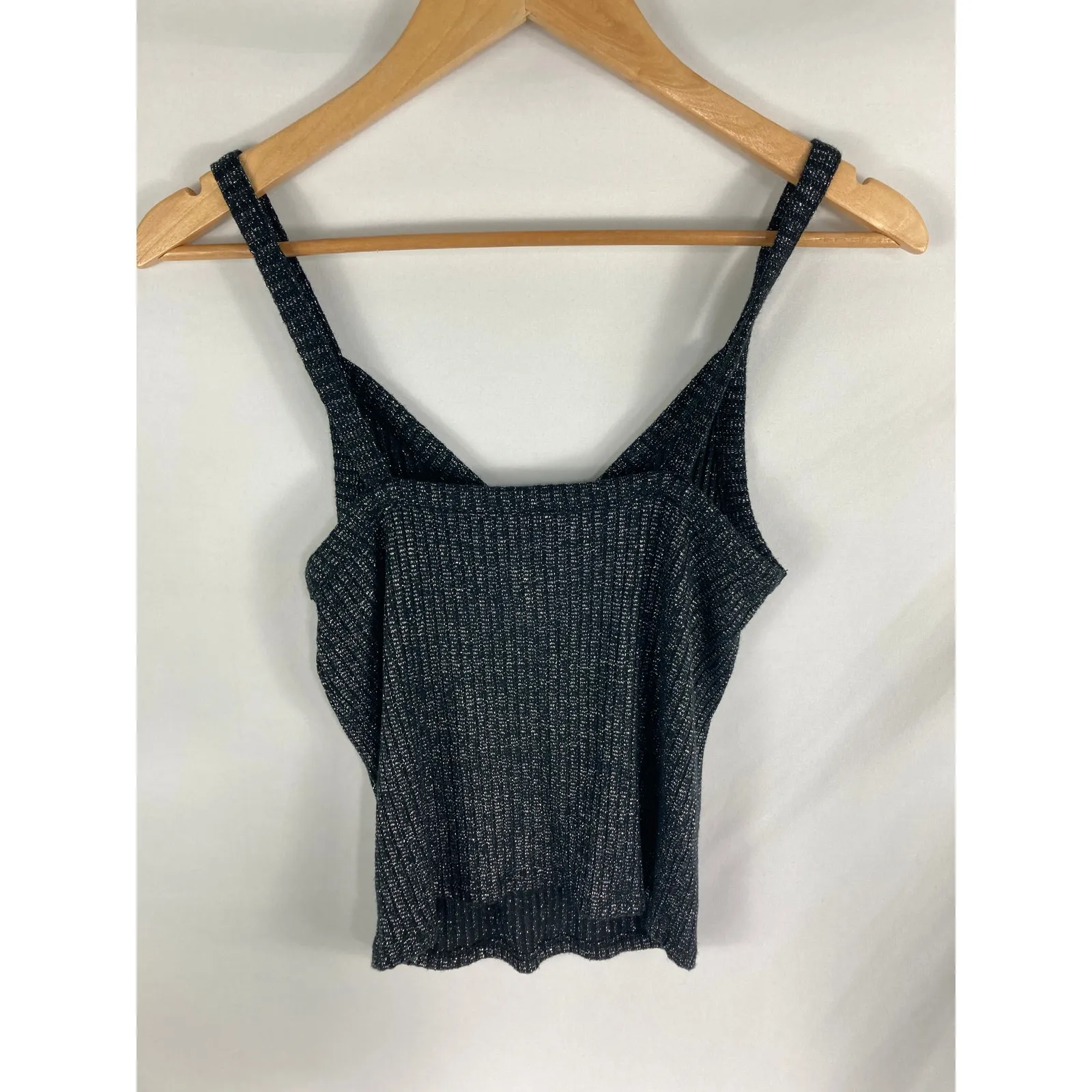 American Eagle Soft & Sexy Silver Black Ribbed Tank Size Large - Image 3