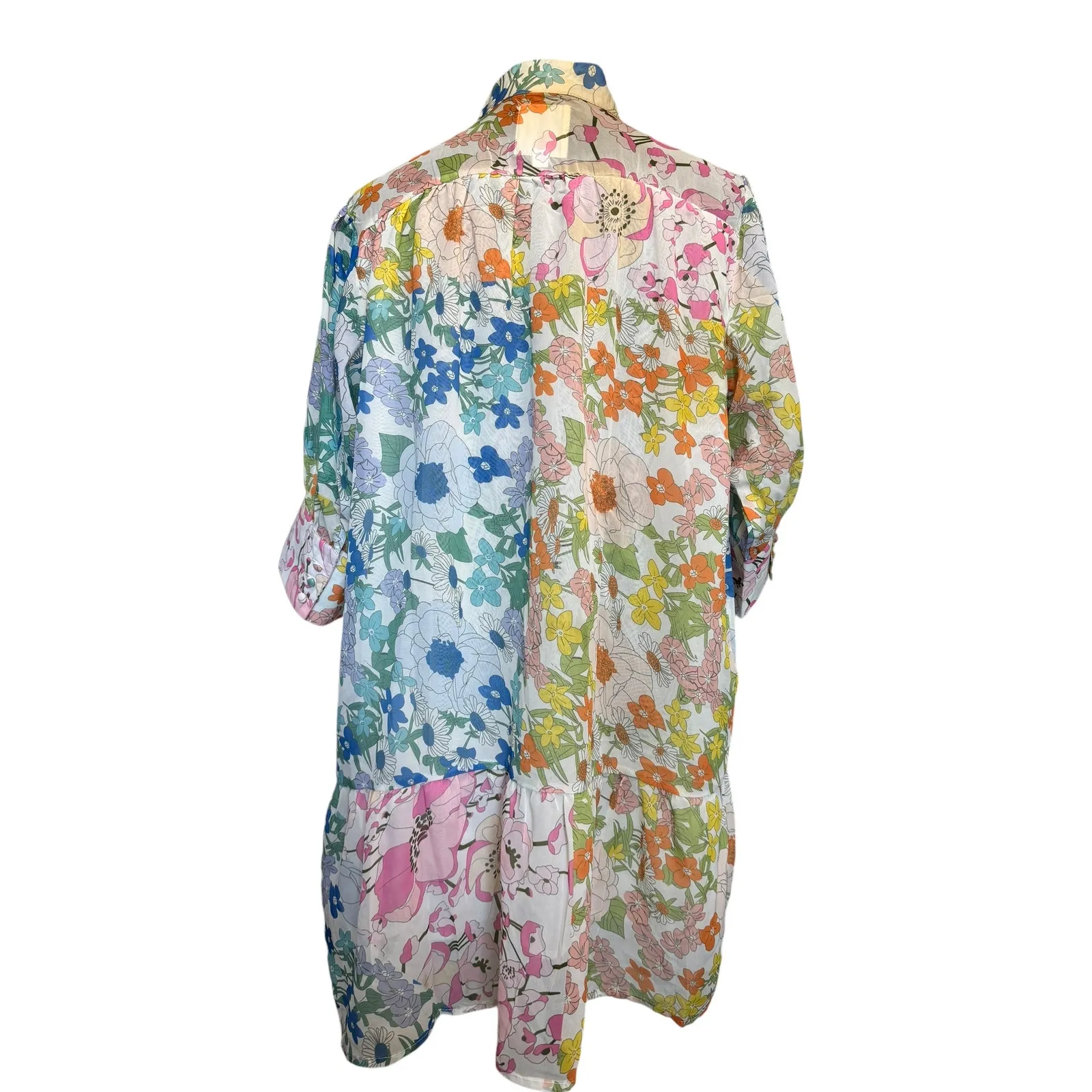 BOHO Floral Babydoll Dress Arthur Jane Claire Womens Large Retro Hippie 70s - Image 6