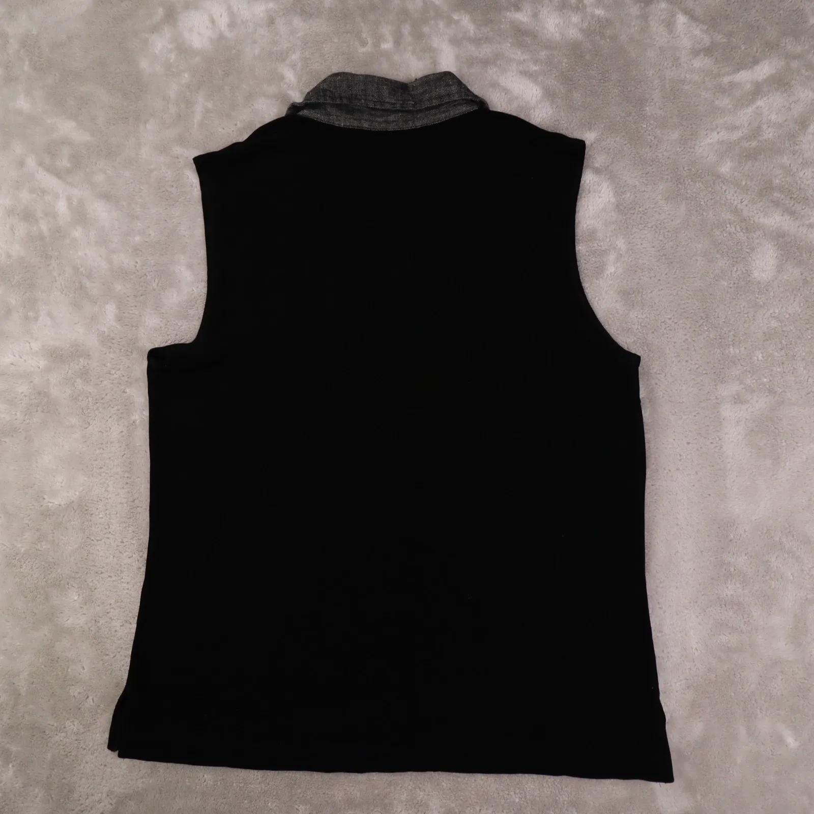 Chico's Traveler's Black Sleeveless Linen Collar Shirt  Womens 2 Made in USA 90s - Image 6