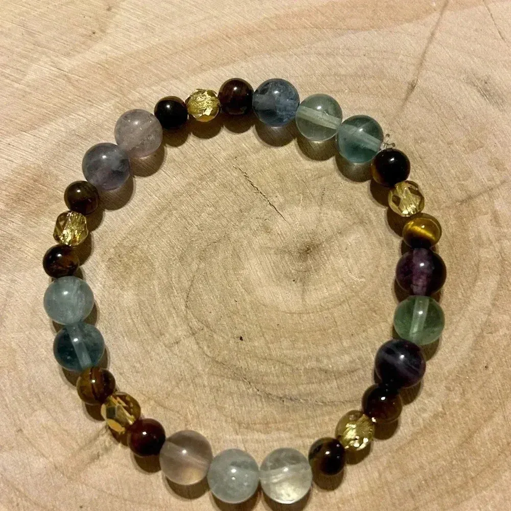 ✨ Handmade Fluorite + Tiger’s Eye + Hematite Crystal Bracelet ✨ - Image 3