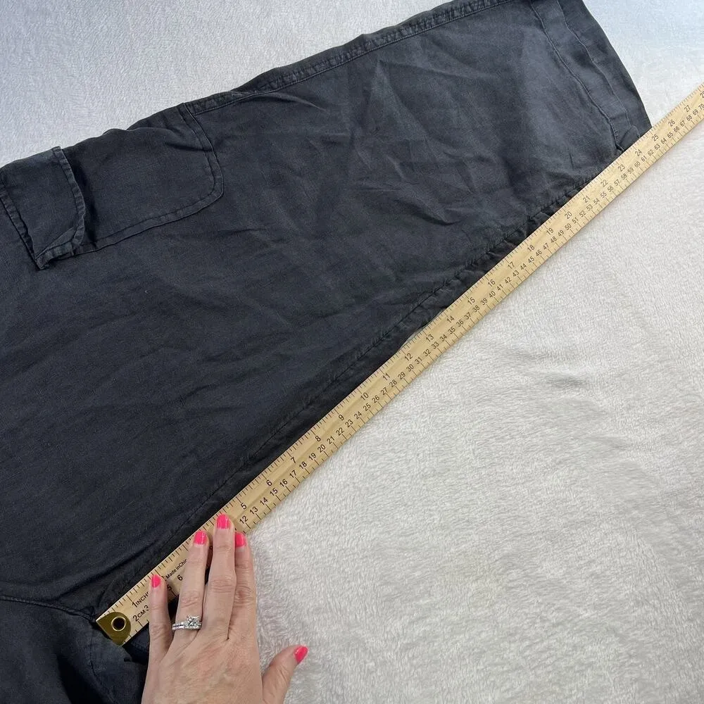 Rachel Roy XL Pants Linen Crop Tapered Leg Cargo Pocket Boho Grunge Lightweight Black - Image 11