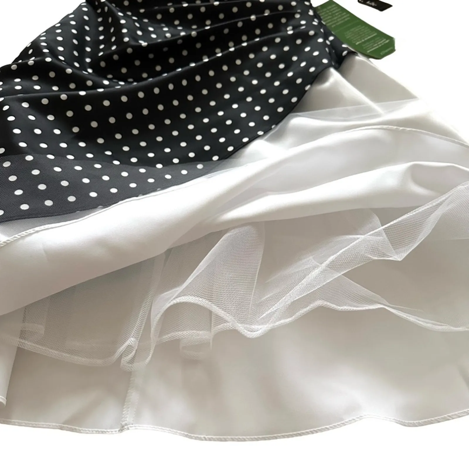 Onyx Nite Dress Black White Polka Dot Strapless Tulle Fit Flare Prom Size 3/4 - Image 8