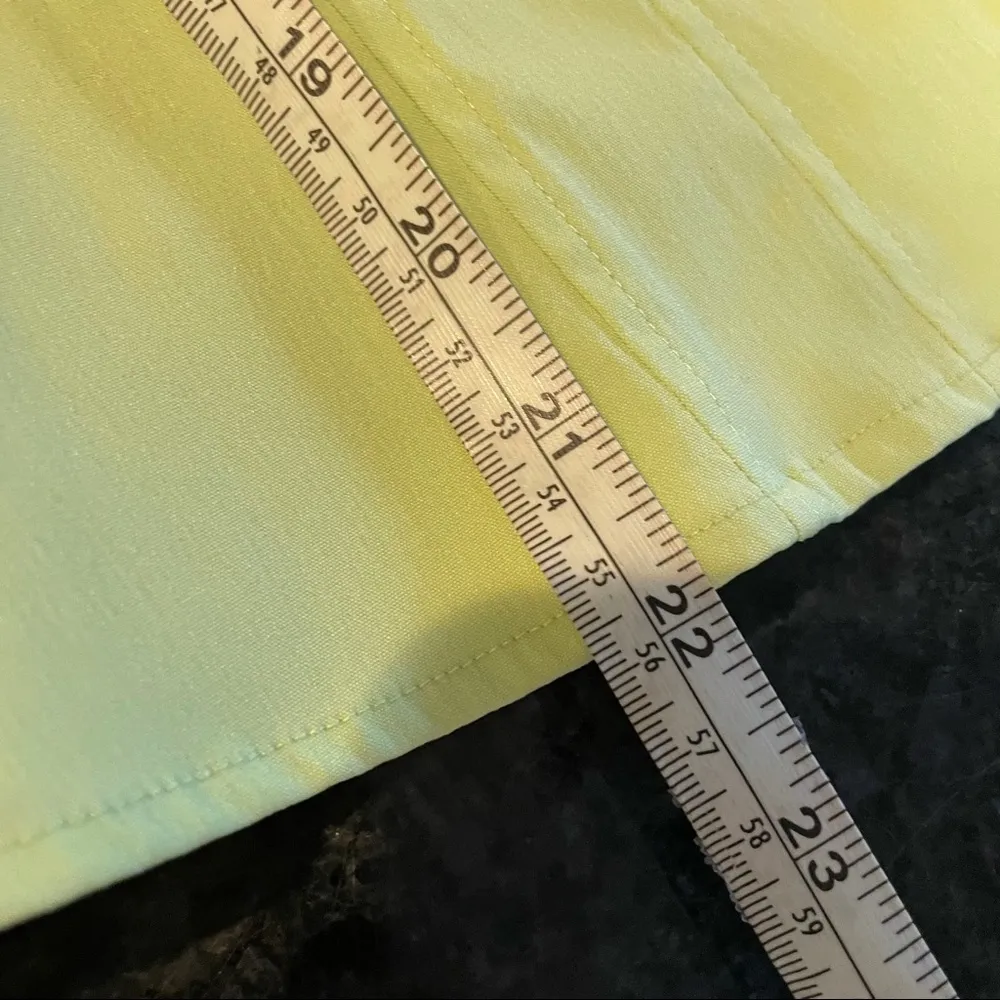 lime green stretch button down shirt Top 3/4 sleeves Large Petite - Image 7