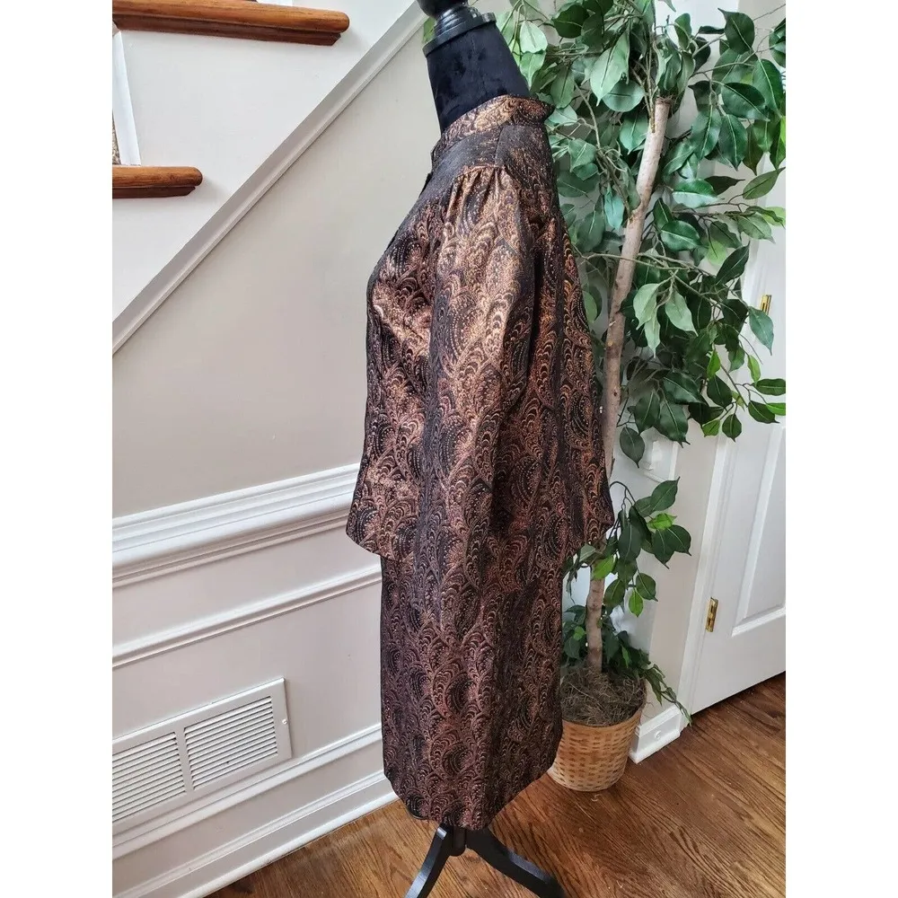 Brown Womens Polyester Single Breasted Blazer & Knee Length Skirt 2 Piece Suit Size L - Image 6