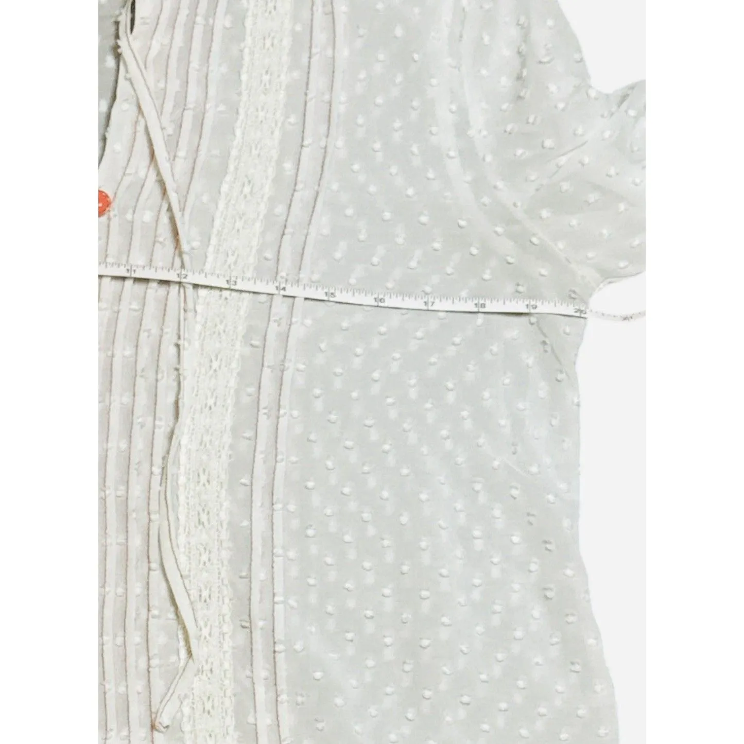 Matilda‎ Jane Women's Light The Way Swiss Dot Tunic Blouse Sz M Cream Sheer - Image 6