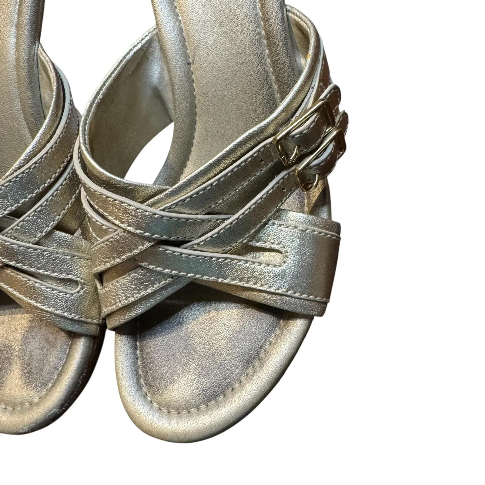 Cole Haan Shoes‎ Womens Size 8.5B Wedge Sandals Cork Heel Buckle Straps - Image 2