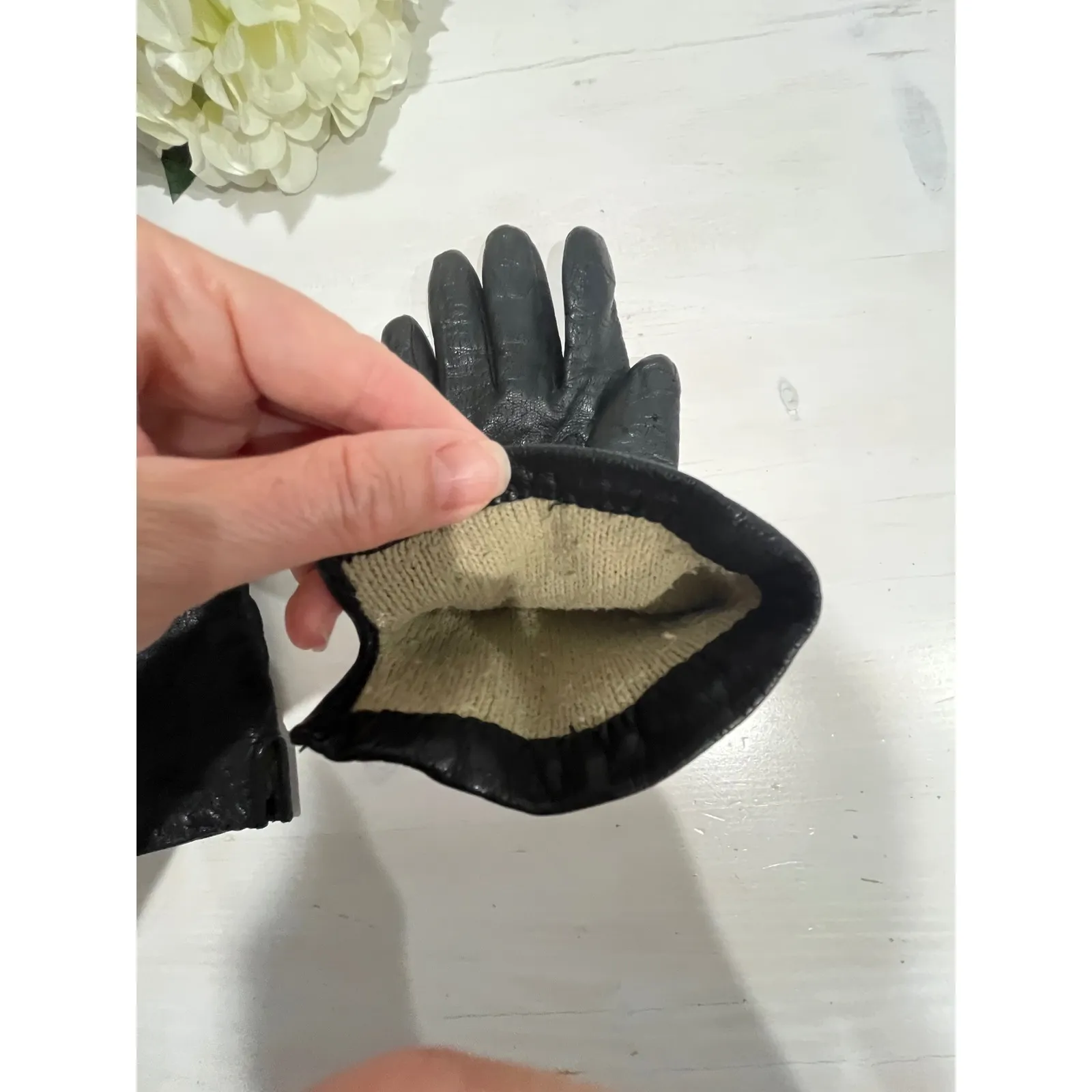 Womens Leather Gloves Acrylic Lined Winter‎ Driving Black - Image 5