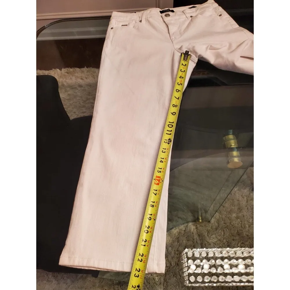 Nine West Jeans White Cotton High Rise Zippered Straight Fit Capri Pant 8 - Image 12
