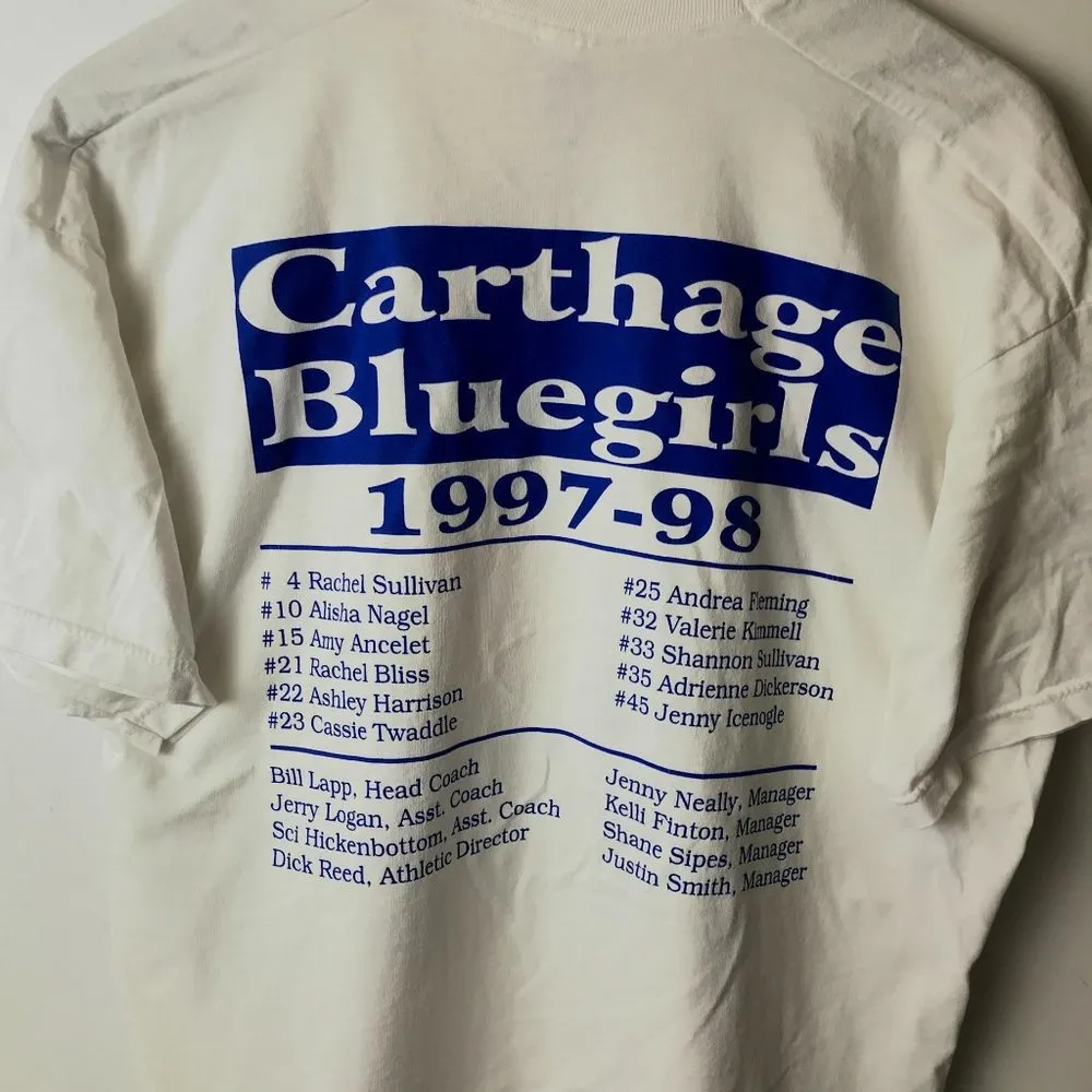 1997 98 Vintage Carthage Bluegirls Are Hardware Hungry T Shirt 90s White XL Logo - Image 8