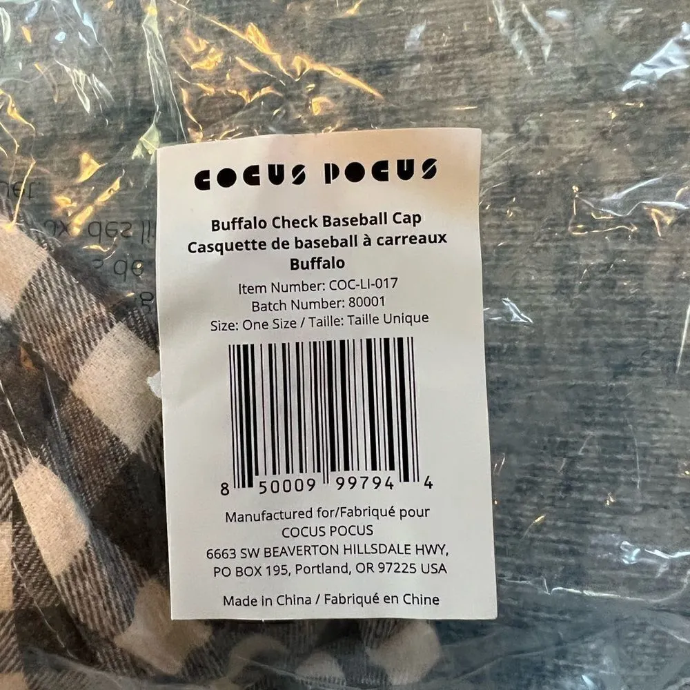 New! Cocus Pocus White Gray Buffalo Check Baseball Cap White - Image 6