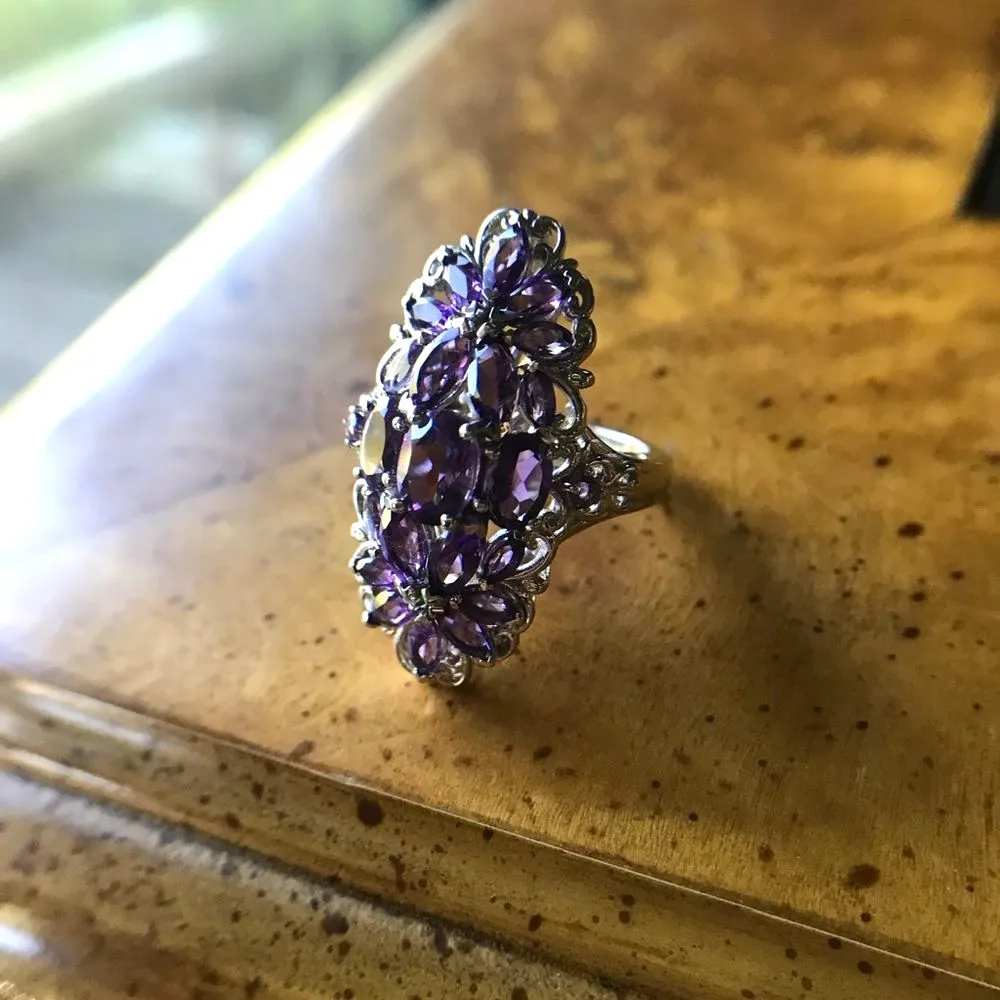 Natural African Amethyst Sterling Silver Ring Size 6 Purple - Image 3