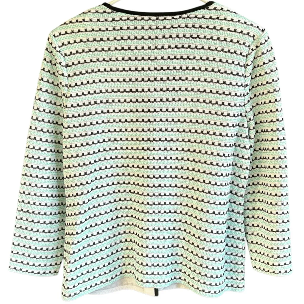 Like New Ming Wang Rhinestone Adorned Sweater Mint Green White Black Size Medium - Image 8