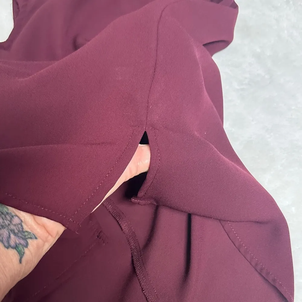 Soho Deep Burgundy Ruffle Sleeve Blouse - Image 10