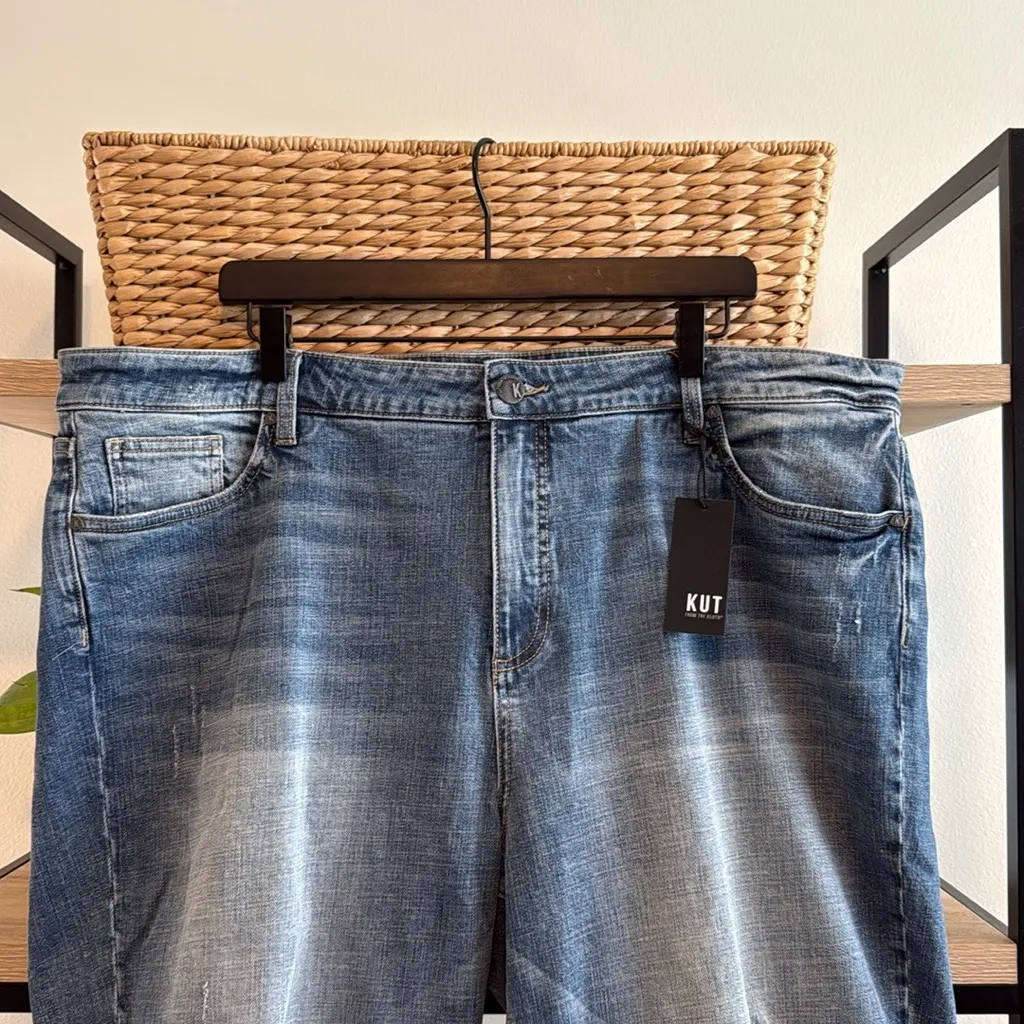 NWT Kut High Rise Bermuda Raw Hem Denim Jean Shorts, 20W - Image 2