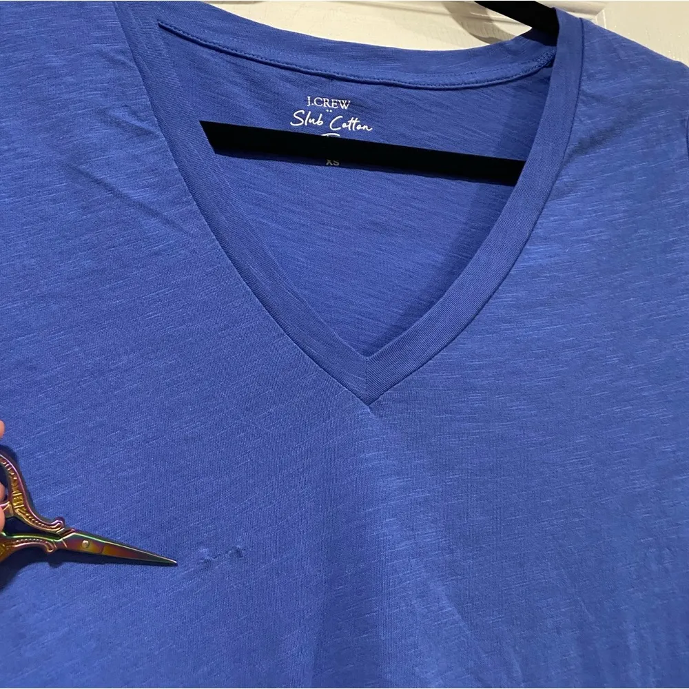 NWOT J. Crew Size XS Blue Slub Tee Shirt V Neck Short Sleeve Lightweight - Image 9