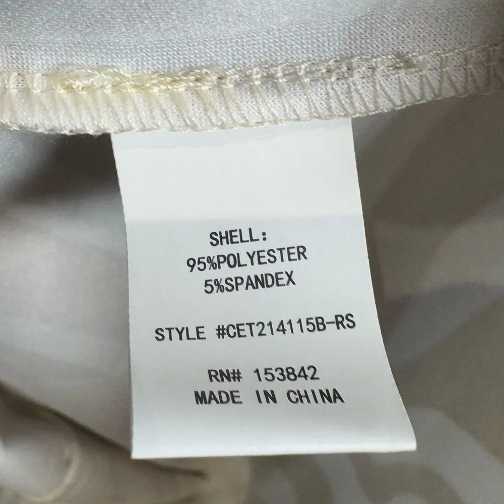 Melloday cream and taupe tiger print vneck cap sleeve blouse top size small NWT - Image 5