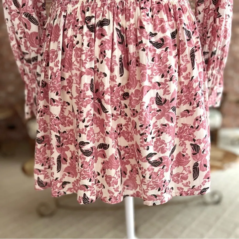 Roan + Ryan Genevieve Dress Mini Floral Smocked Pink XS Boho Cocktail Party Chic - Image 13