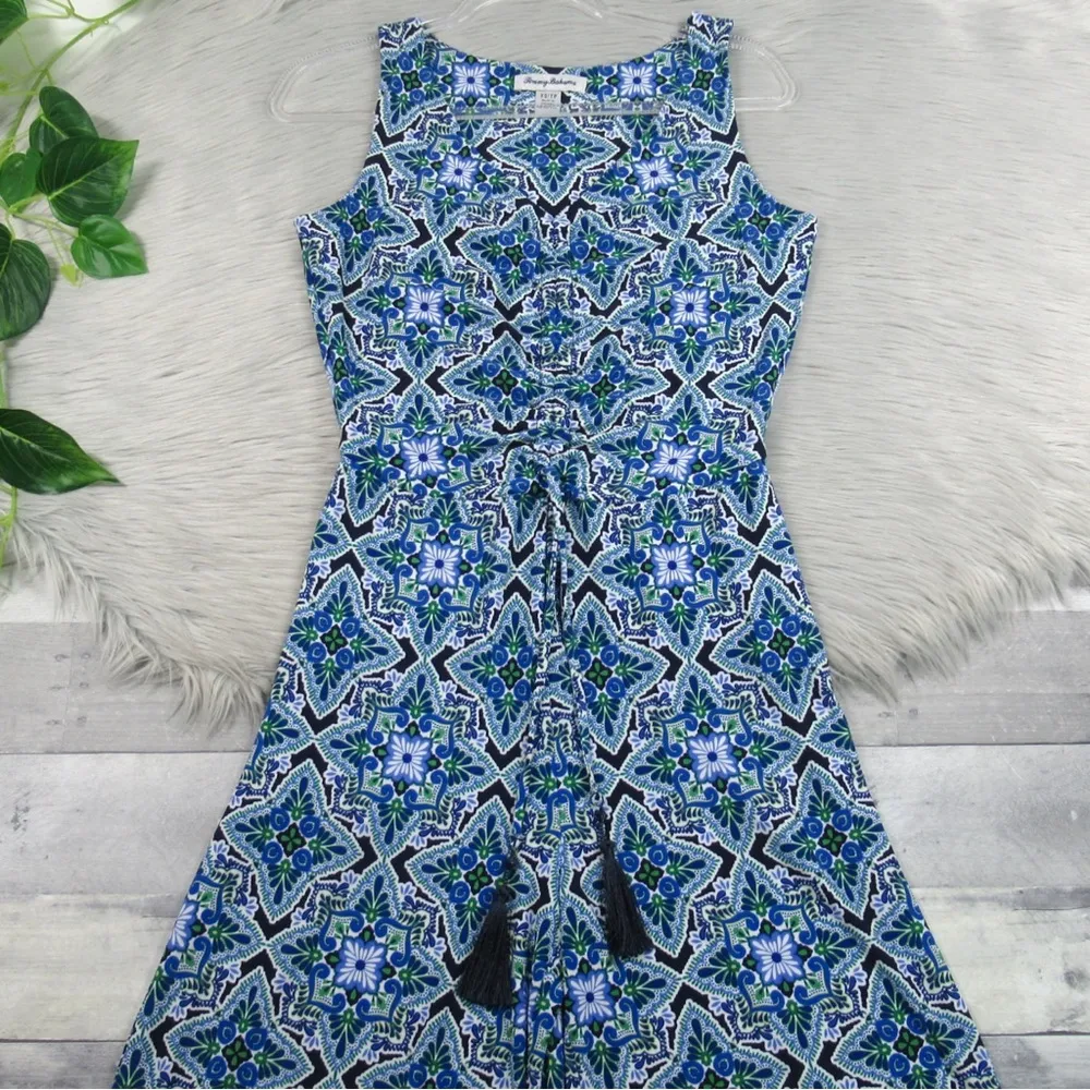 TOMMY BAHAMA Nassau Print Tassel Wide Leg Sleeveless Jumpsuit Stretch Knit XS - Image 6