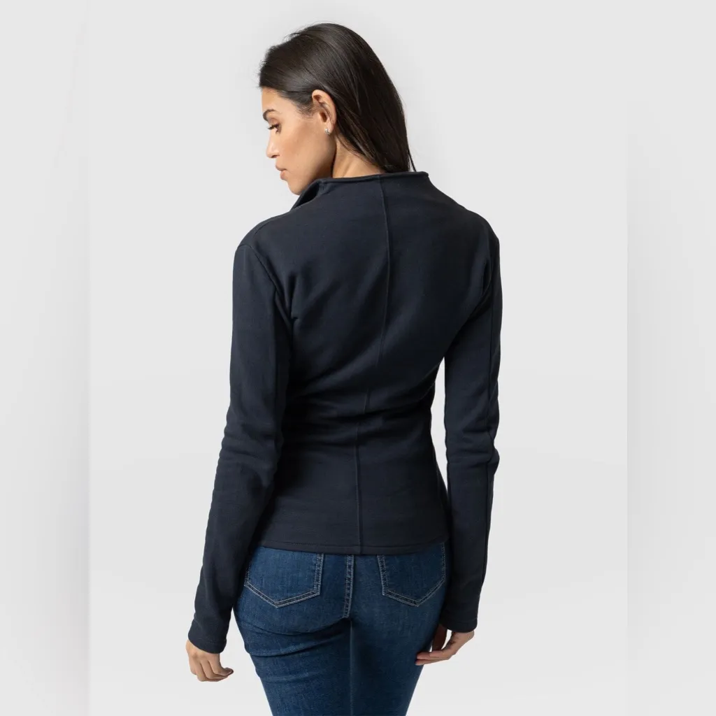 Saint + Sofia Cotton Biker Jacket Blue Size 6 - Image 2