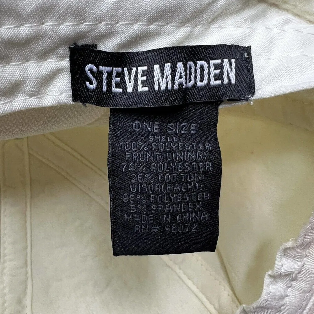 Steve Madden Womens Ivory Off White Sherpa Cap With Logo Adjustable One Size New - Image 5