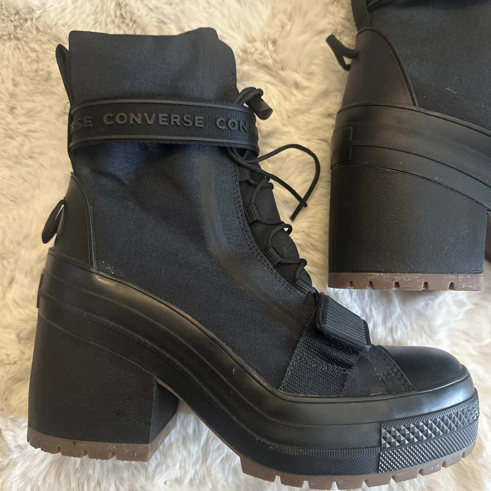 Converse Chuck Taylor All Star‎ GR82 All Black Stylist Platform Boot Heel Size 8 - Image 2