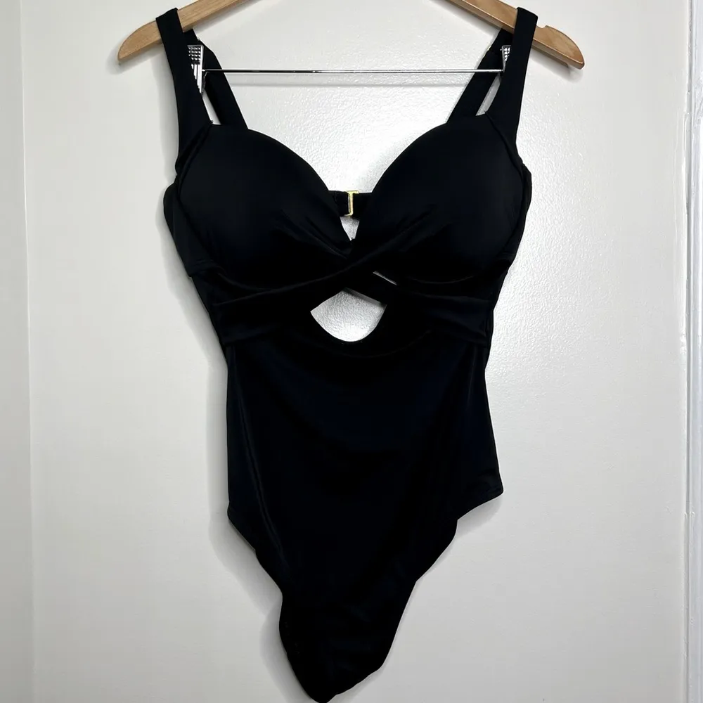 Swimsuits for All One Piece Cut Out Black Swimsuit Women’s Sz 12 Underwire Cups - Image 2