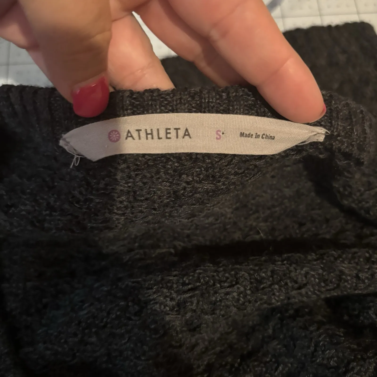 Athleta  Cypress‎ Gray Wool Blend Basketweave Knit Side Slit Pullover Size Small - Image 7
