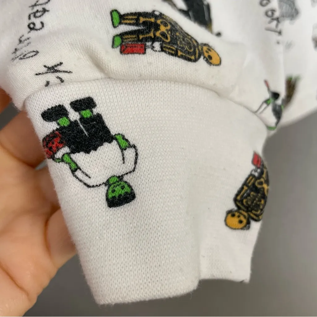 Vintage Halloween Shirt Turtleneck Long Sleeve Tee White Skeleton Witch Ghost - Image 6