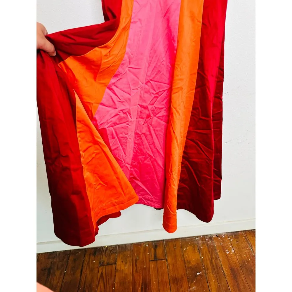 ROKSANDA X RTR Pink Orange Sleeveless Crewneck Colorblock Midi Dress Size 4 - Image 11