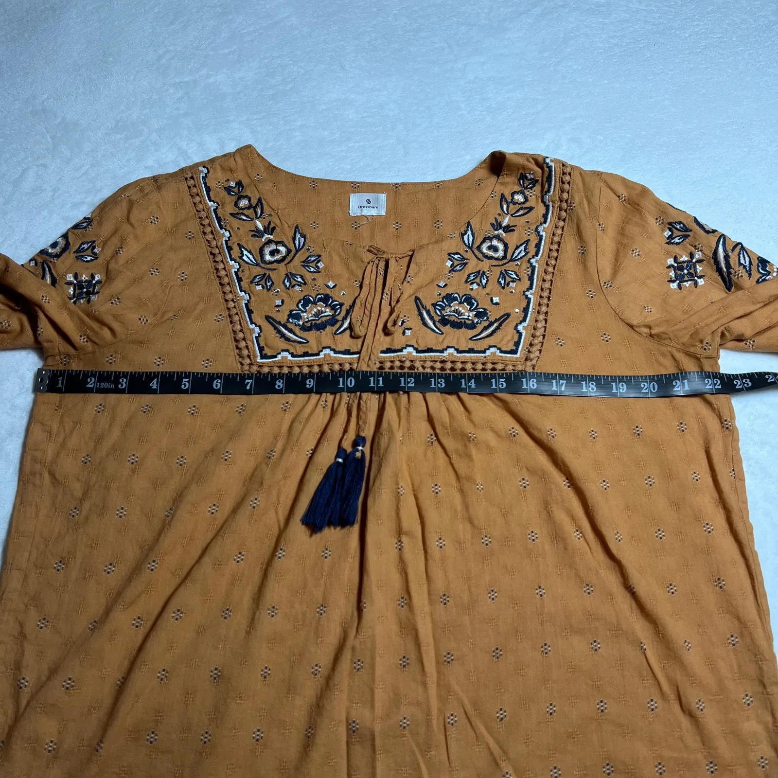 Dressbarn Embroidered Peasant Top Size Medium Western Boho Cottagecore Prairie - Image 7