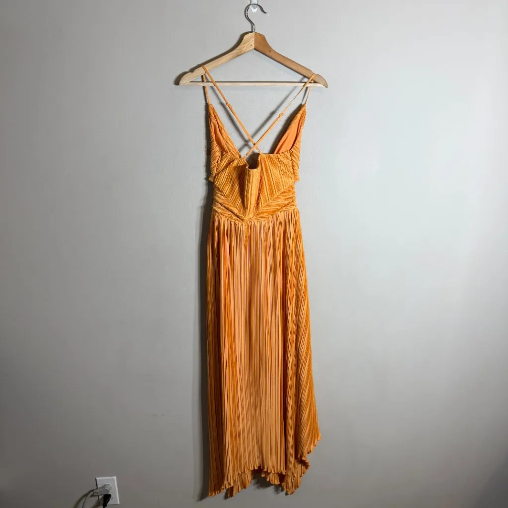En Saison Ilianna Maxi Dress Womens Small Orange Pleated Formal Wedding Cocktail - Image 6