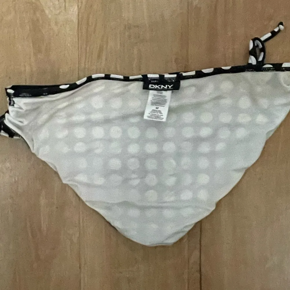 DKNY  Polka Dot Hipster Tie Strings Black White Gray Bikini Bottom Medium - Image 7