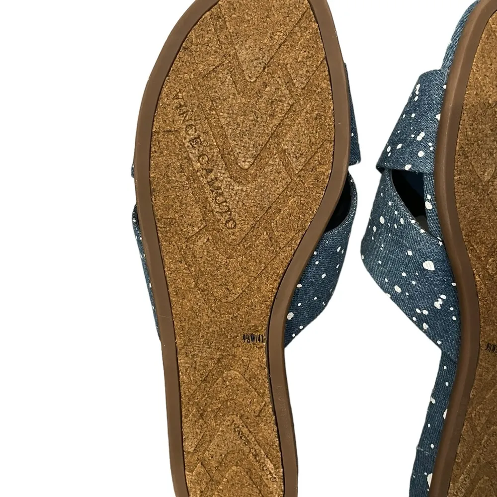 Vince Camuto Esulla Blue Denim Splatter Paint Cross Band Slides Size 9.5W/41 EU - Image 8