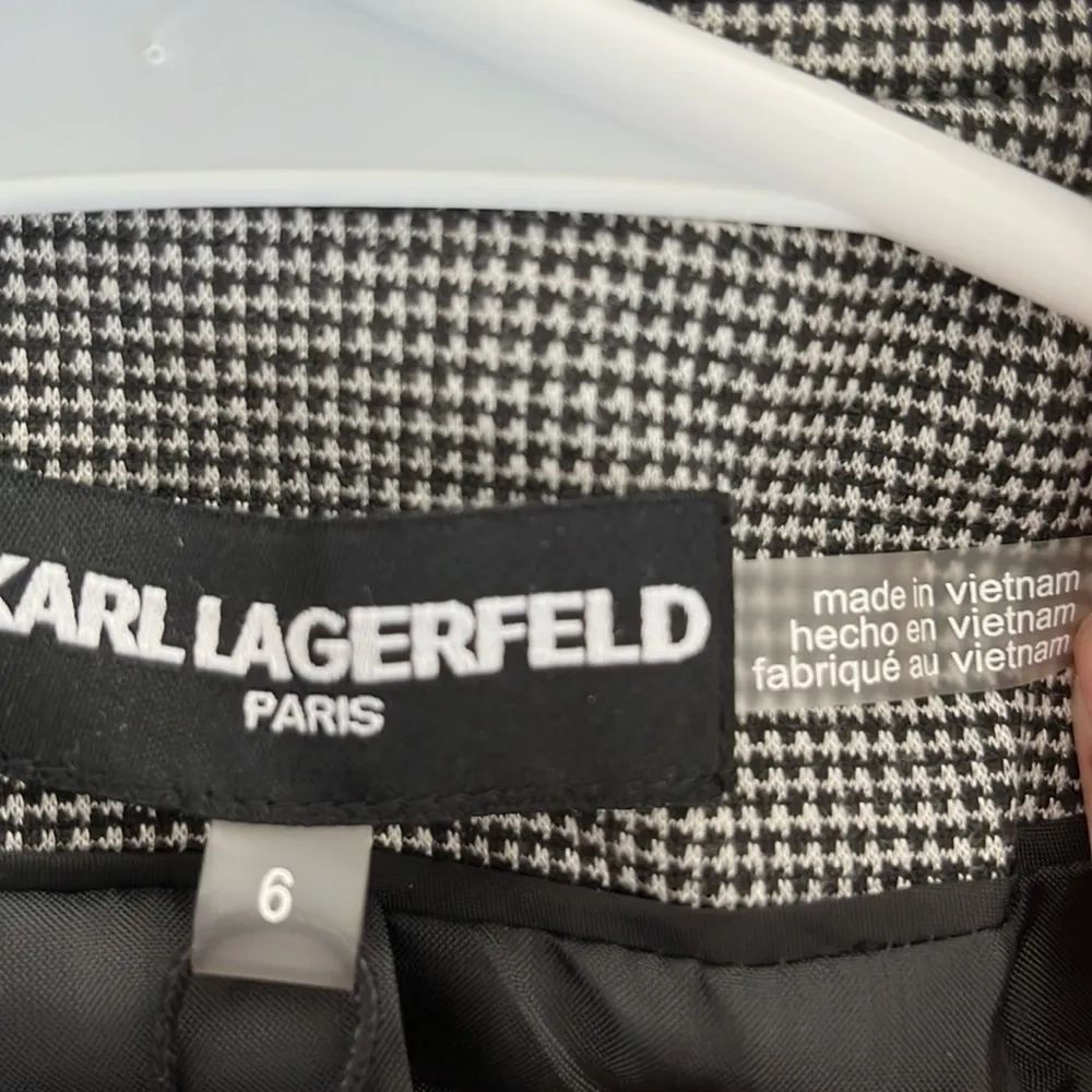 KARL LAGERFELD PARIS Women’s Houndstooth Blazer black/white size 6 - Image 6