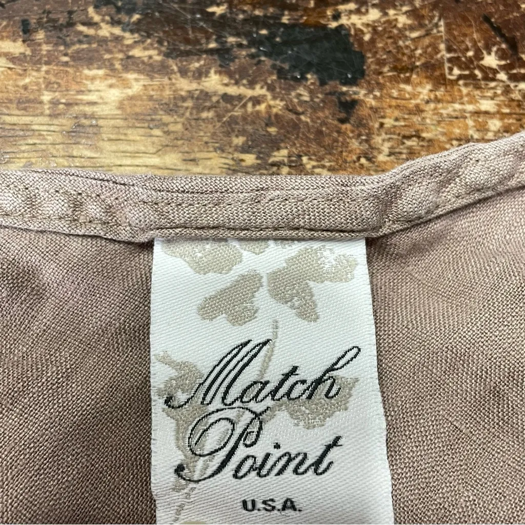 Matchpoint Linen‎ Sleeveles Tank Top Medium Tan Lagenlook Sleeveless Boho - Image 4