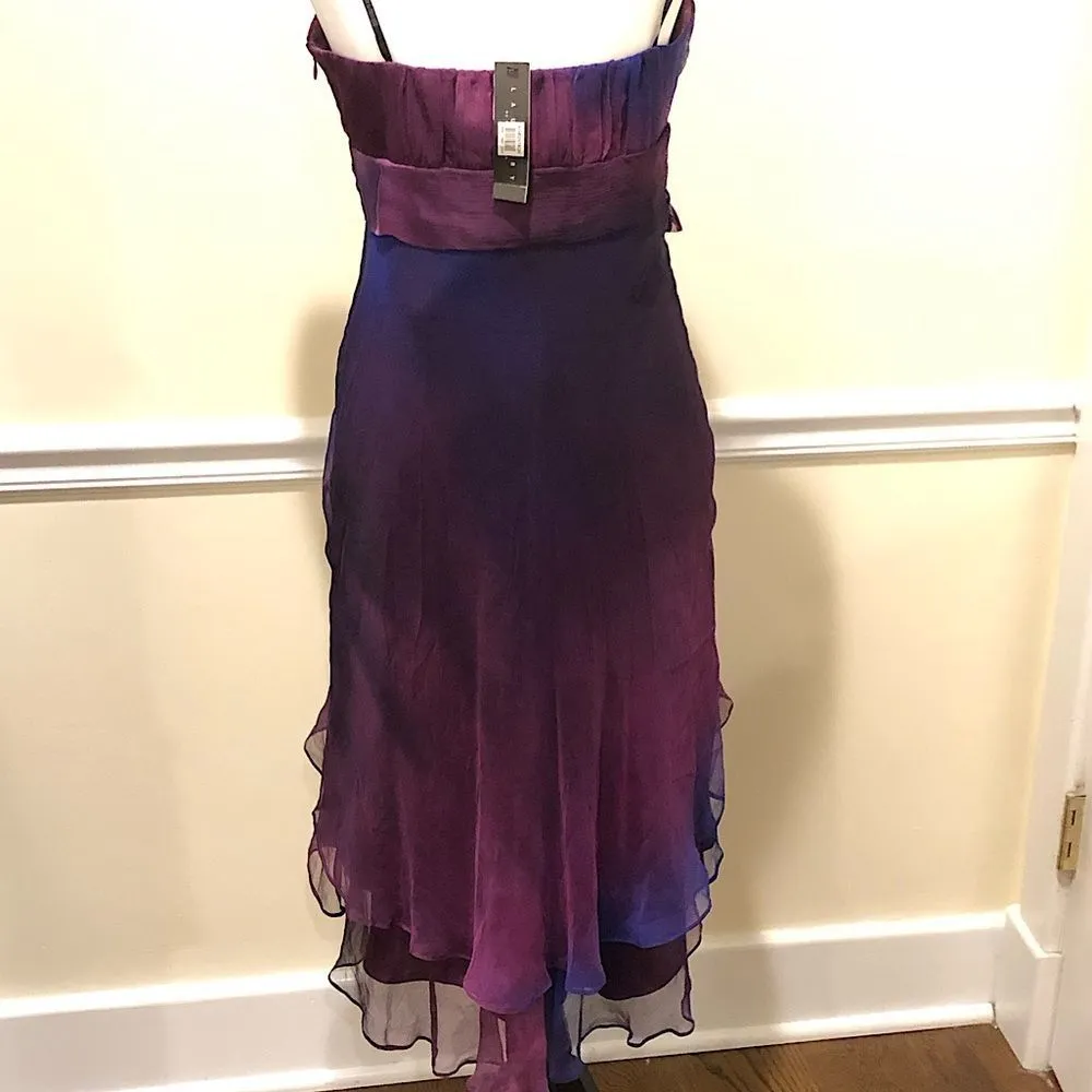 LAUNDRY SHELLI SEGAL Purple Silk Dress With Gentle Darting & Layers Sz 10 NWT - Image 9