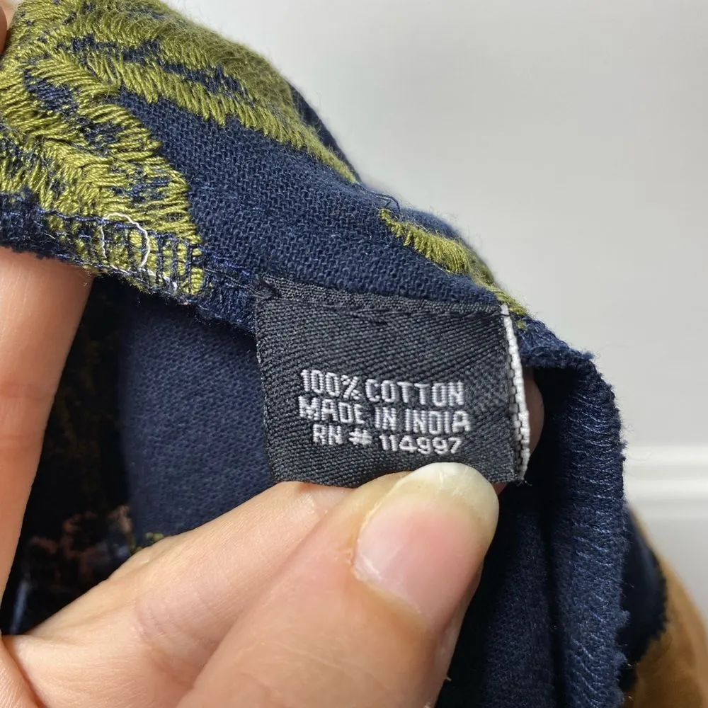 TOLANI Romance Blooms Floral Embroidered Cotton Short Kimono Navy/Pink S/M - Image 11