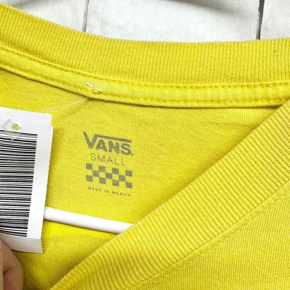 VANS Top Women Size Small Cotton Crewneck Graphic Long Sleeve Yellow Graphic - Image 2