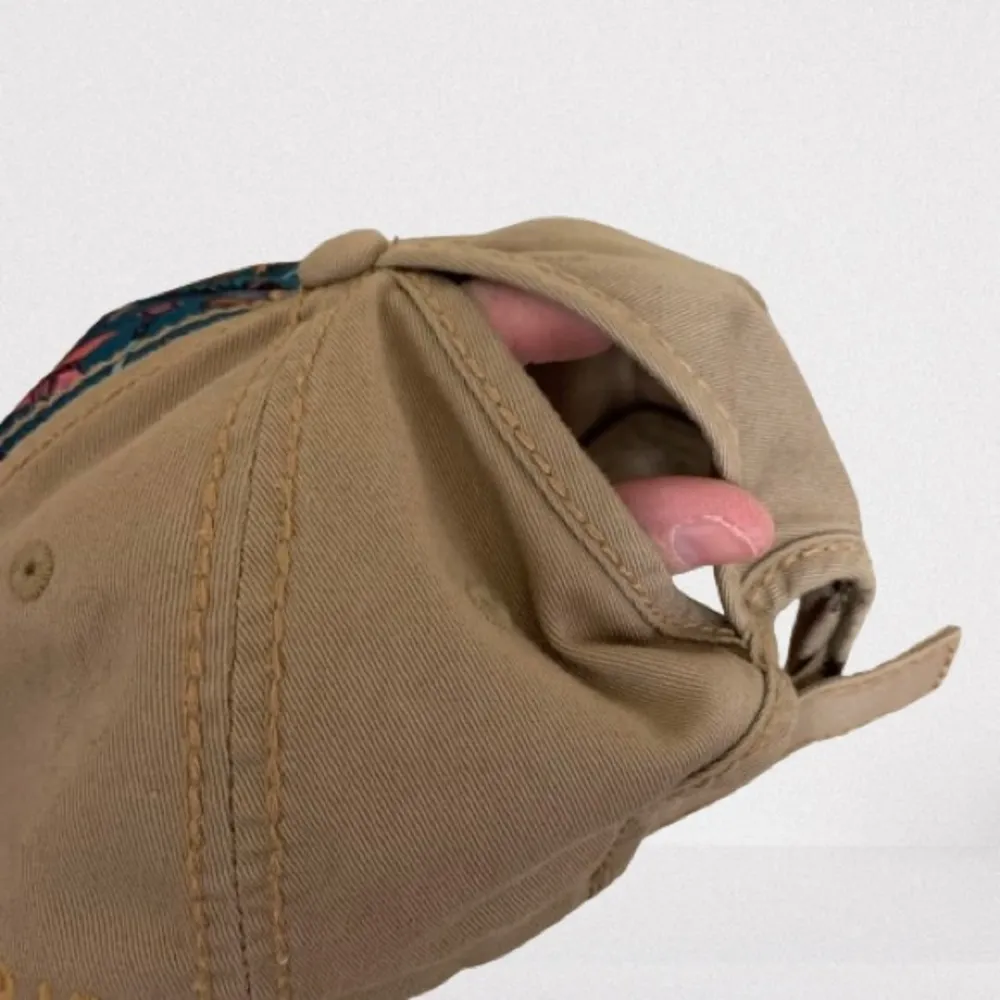 Catch Fly Boho Feather Print Embroidered “Mama Tried” Ponytail Baseball Hat Size - Image 3