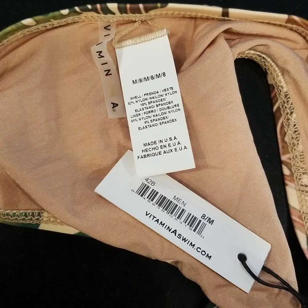 💕VITAMIN A💕 Bikini Hipster Bikini Bottom ~ Palm Leaf Print 8 Medium M NWT - Image 6