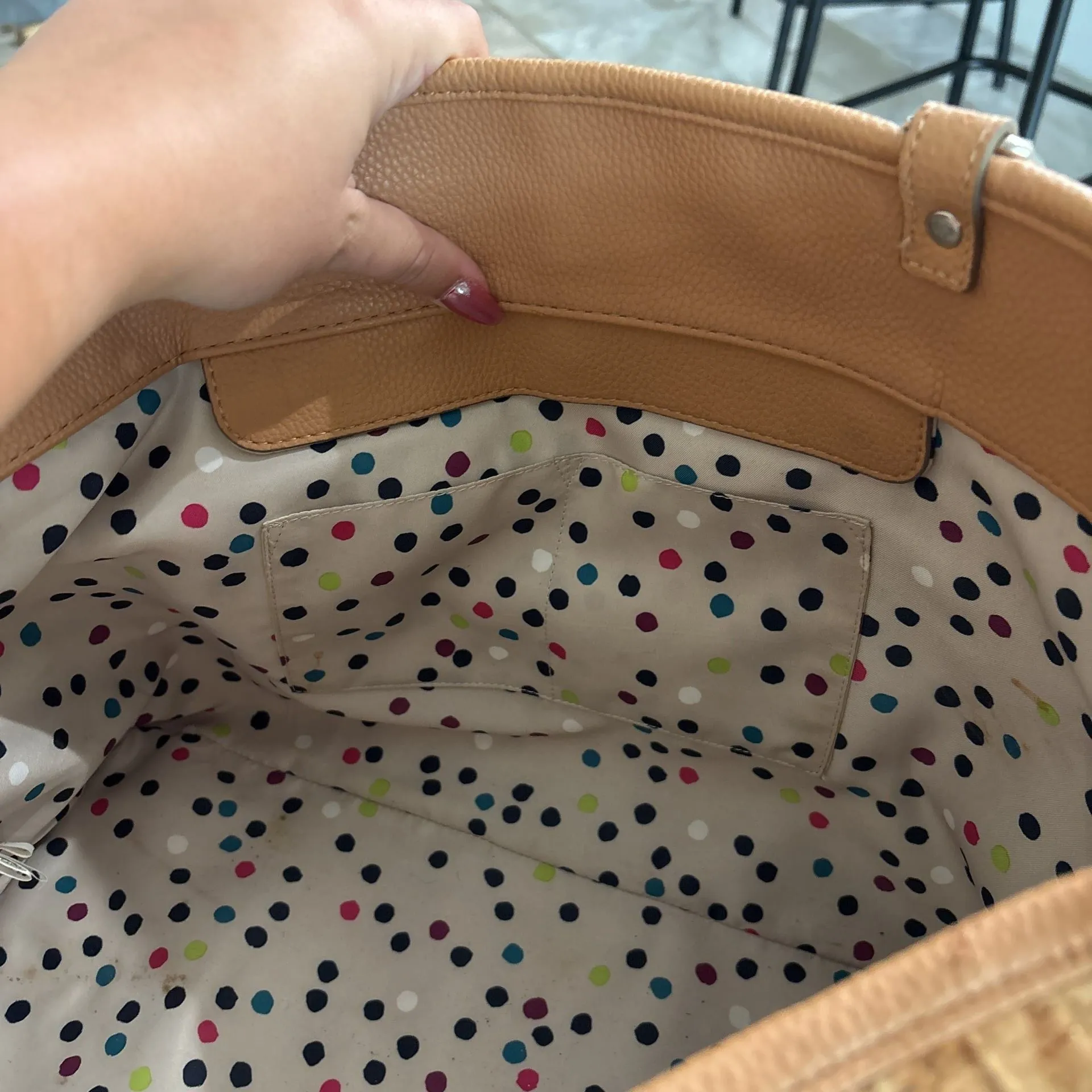 Thirty One Jewell Brown Cork Setter Tote Bag XLarge Purse Diaper Bag - Image 5