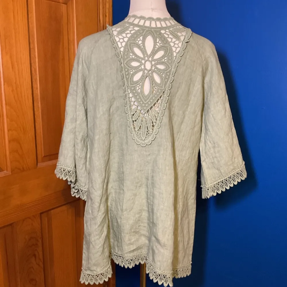 Valentina Naldo 100% Linen Light Green Lace - Image 3