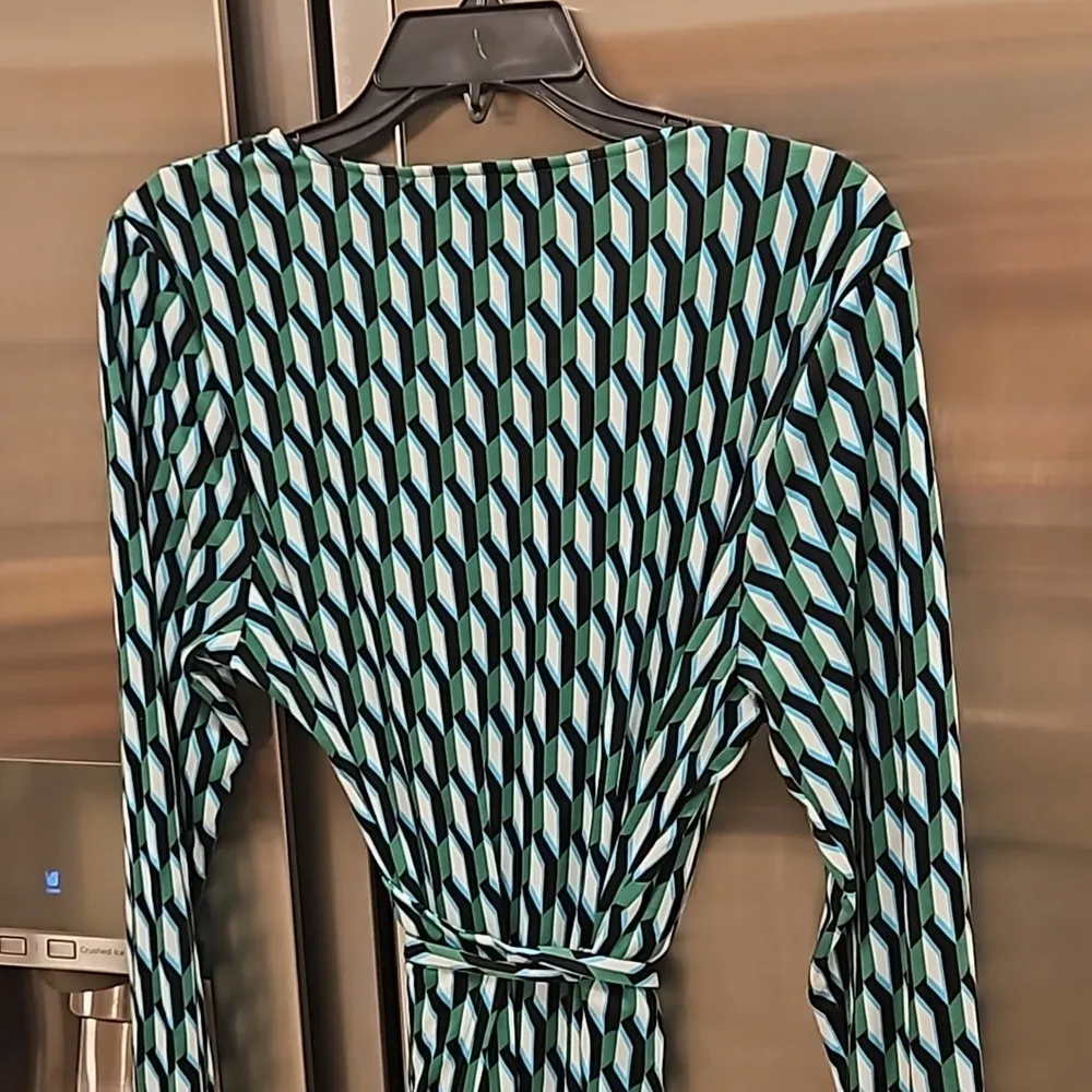 💕DVF x TARGET💕 Long Sleeve Midi Arrow Geo Green Wrap Dress XL - Image 11