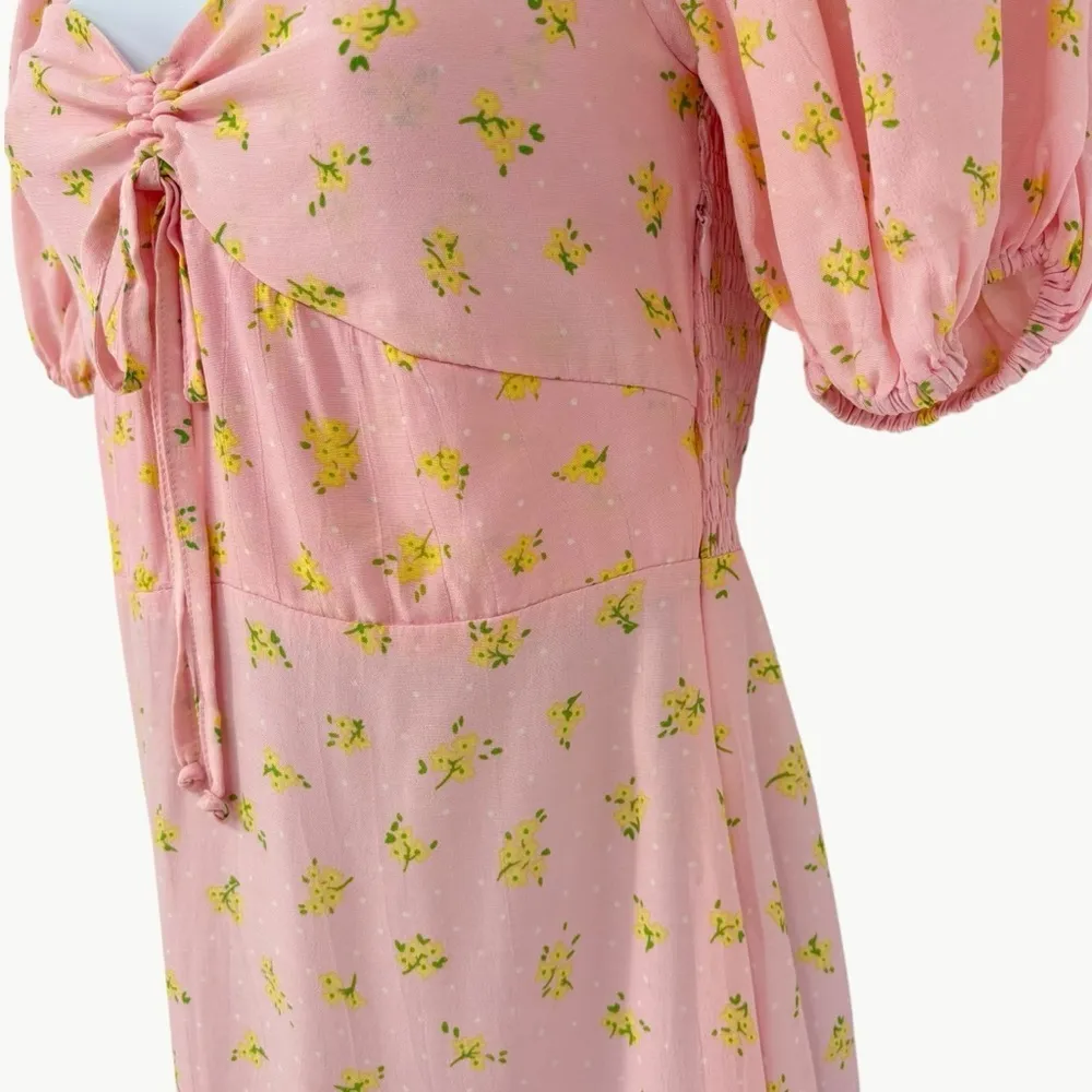 NWT Faithfull the Brand Juniper Luda Floral Midi Dress *FLAW | Sz 4 | Light Pink - Image 7