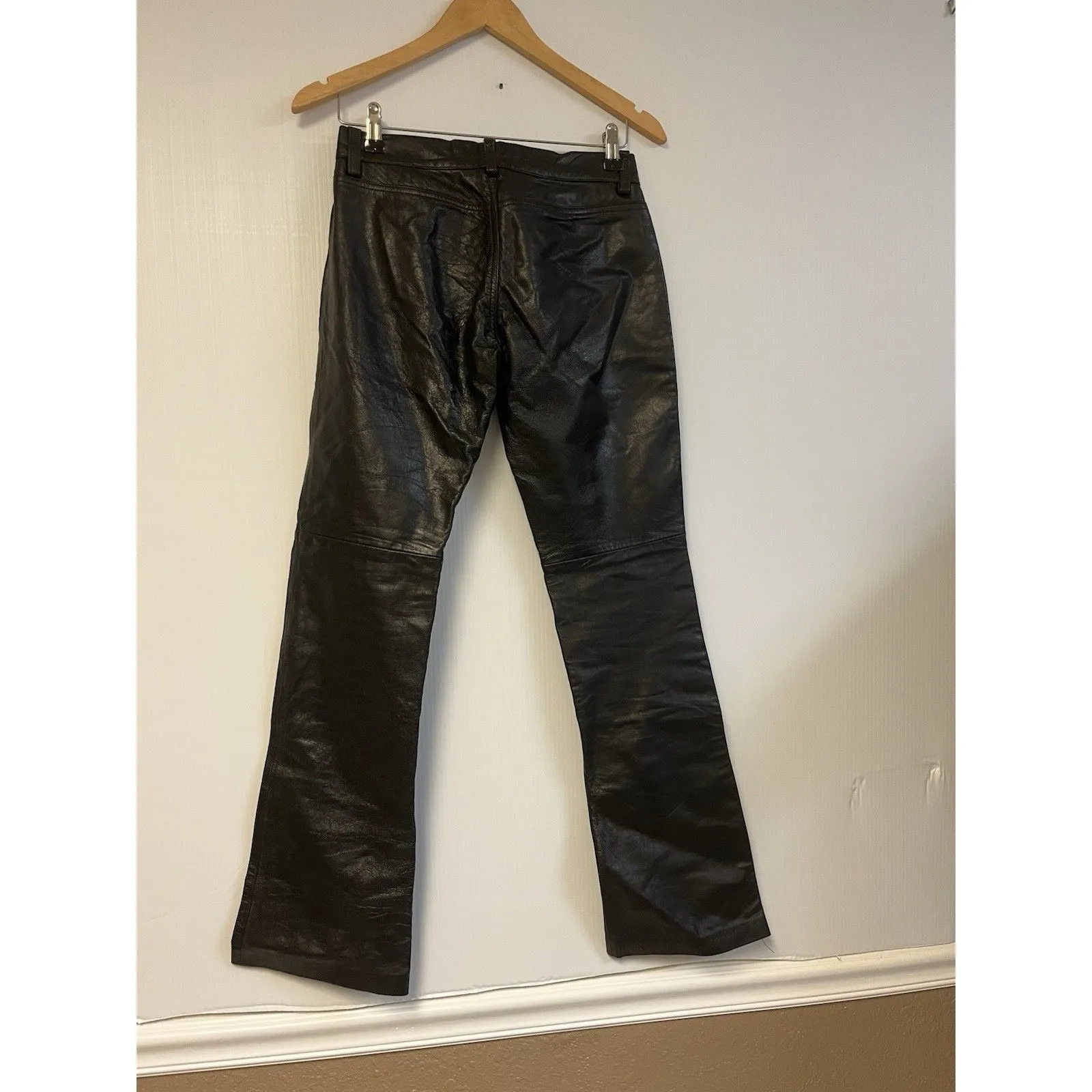 Vintage GAP Genuine Leather Boot Cut Pants Women’s Sz 2 Black Lined Vtg Y2K - Image 3