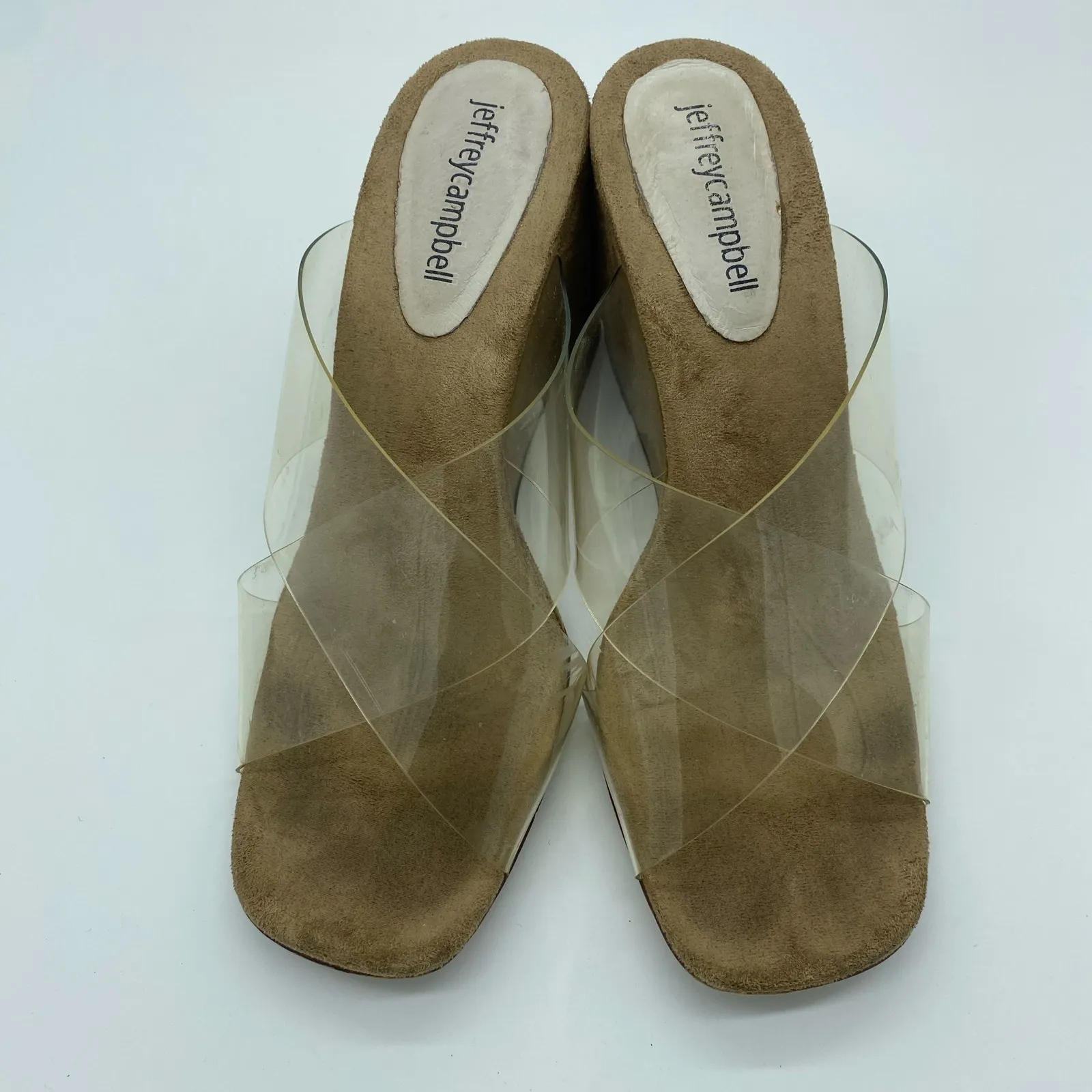 Jeffrey Campbell Mystical Brown Wedge Sandals Clear Strappy Women's size 8 - Image 6