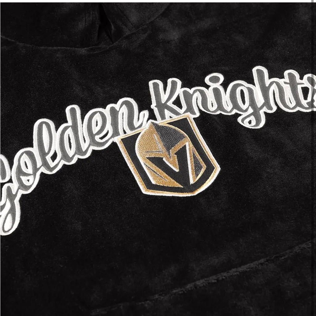 FOCO NHL Women’s Golden Knight Fashion Velour Hooded Sweatshirt. Size S Black - Image 4