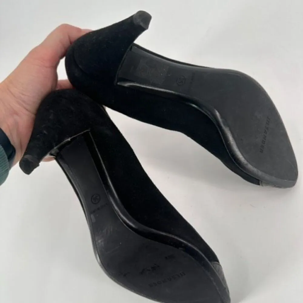 Jil Sander Women's Velvet Leather Trim Pointed Toe Pump Heel Shoes Black Size 36 - Image 10