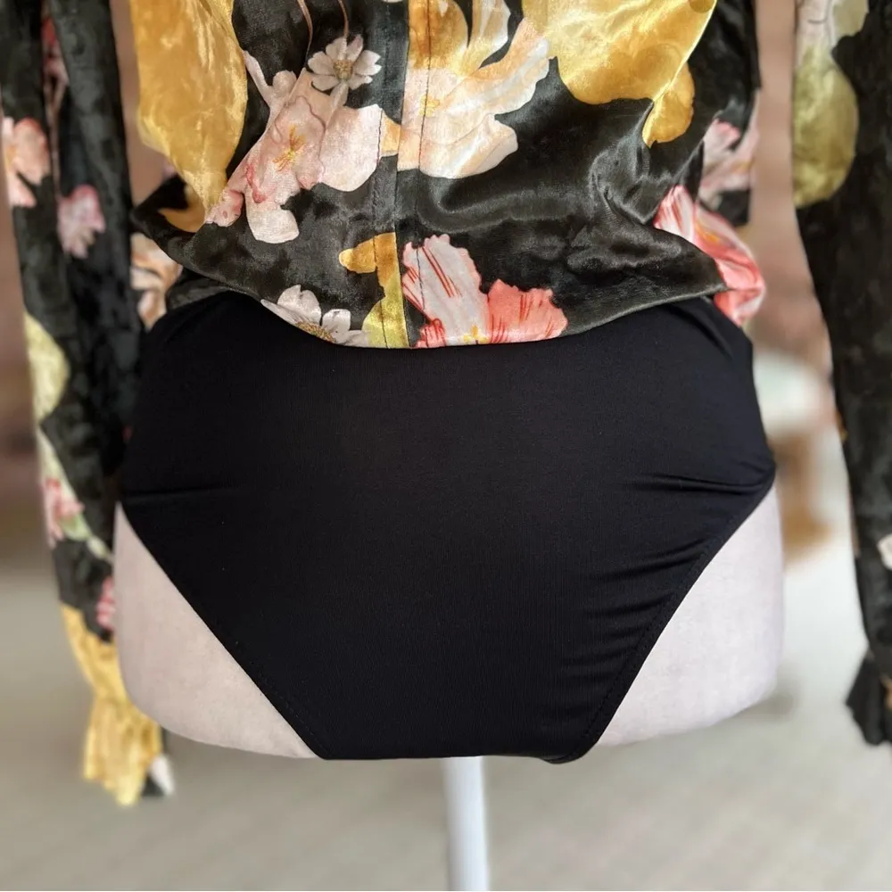 Zara Bodysuit Velour Velvet Floral Green Long Sleeve S Cocktail Holiday Chic Mod - Image 10