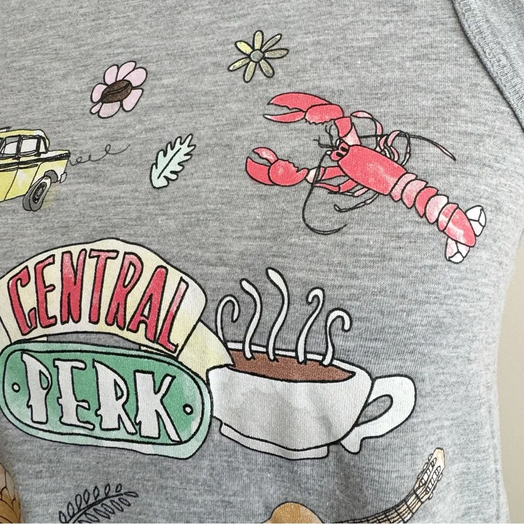 Friends TV Show Womens Tank Top Sleeveless Shirt Size Medium Gray Central Perk - Image 4